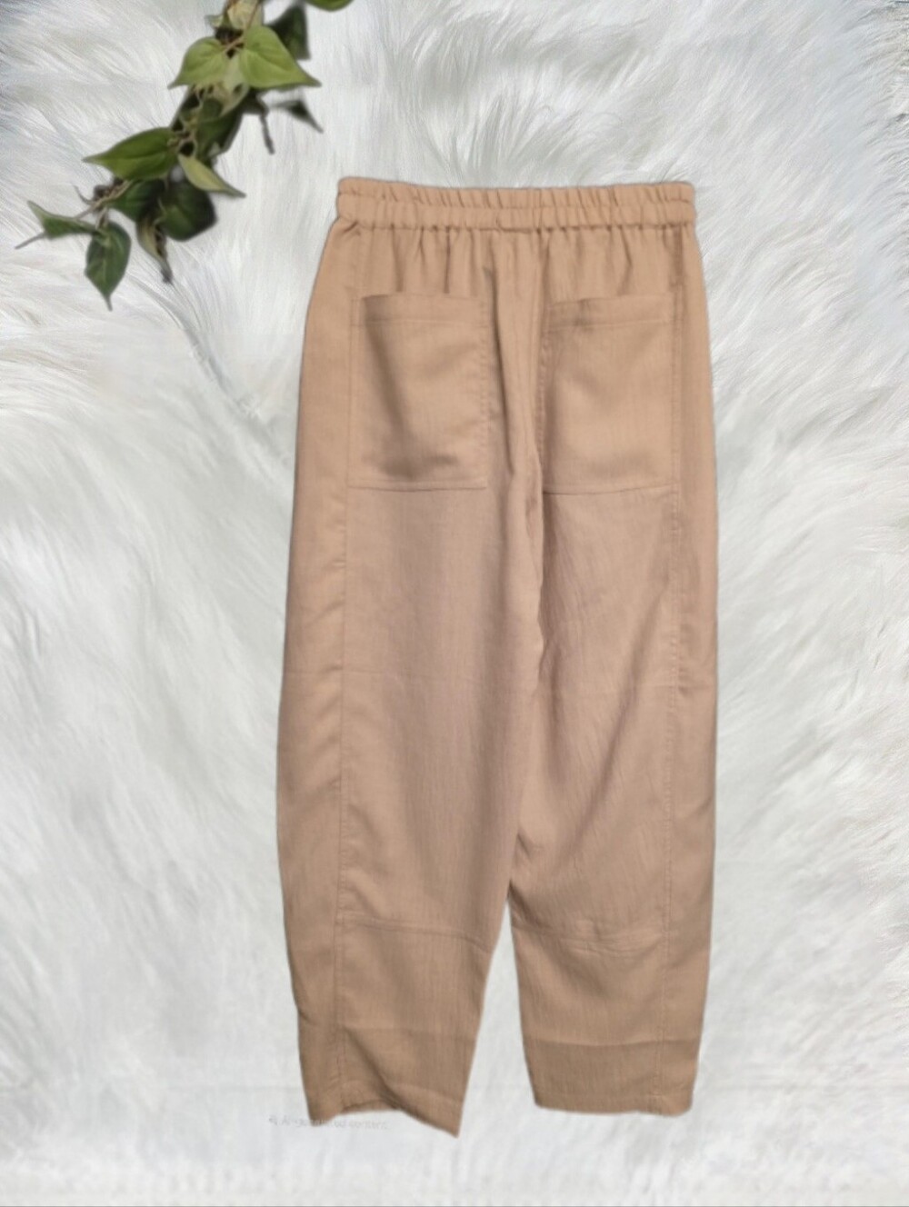 Max Studio Cream Wide-Leg Elastic Waist Pants - Picture 7 of 9